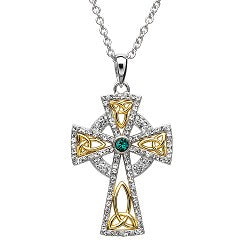 S SILVER CELTIC CROSS WHITE/GR CRYSTAL PENDANT SWAROVSKI
SW18