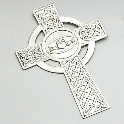 Pewter claddagh wall cross