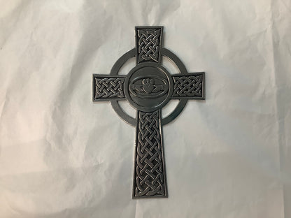 Pewter claddagh wall cross