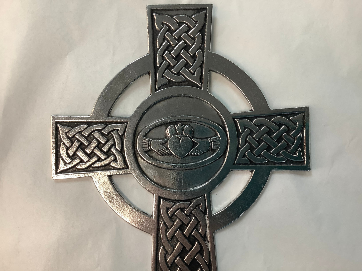 Pewter claddagh wall cross