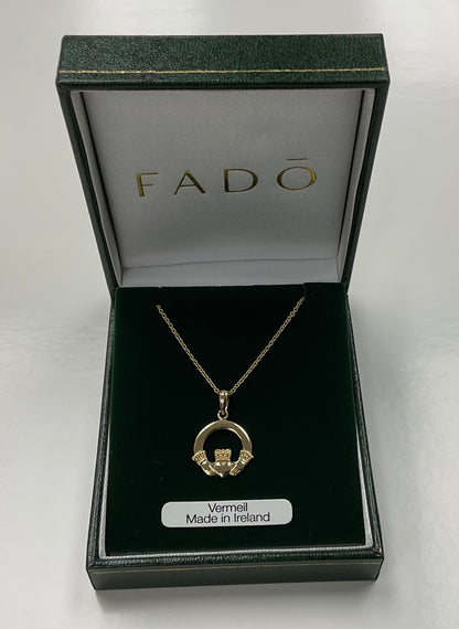 Gold Vermeil Claddagh Pendant P102