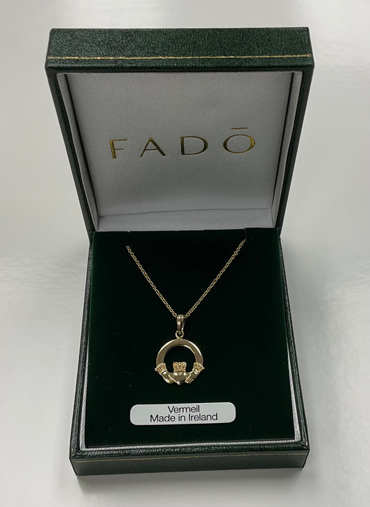 Gold Vermeil Claddagh Pendant P102