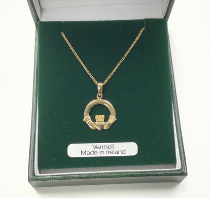 Gold Vermeil Claddagh Pendant P102