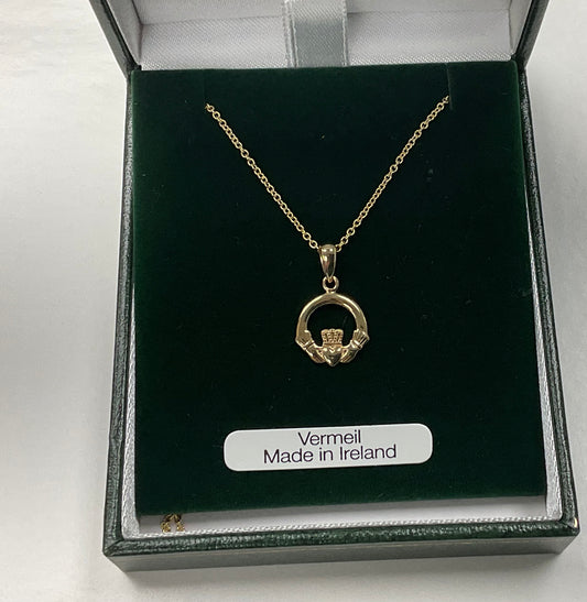 Gold Vermeil Claddagh Pendant P101