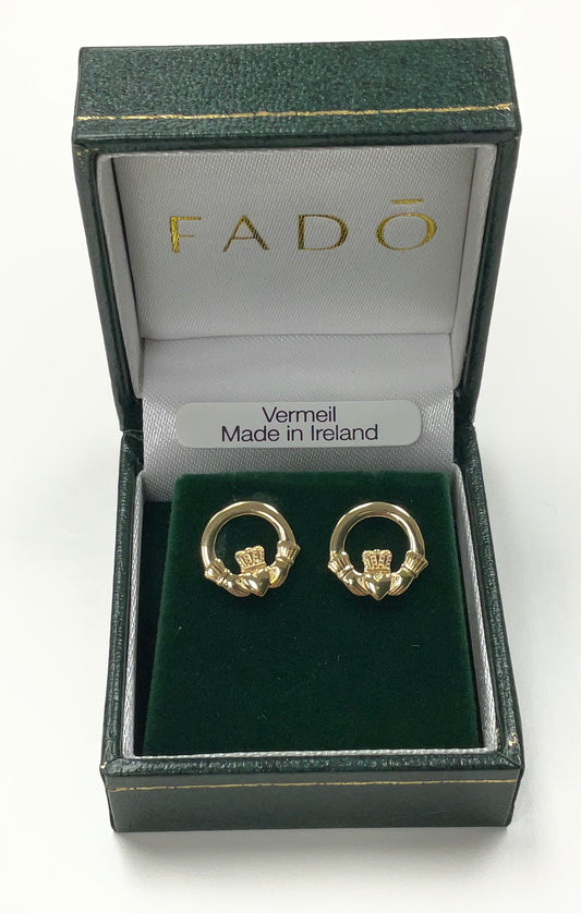 Gold Vermeil Claddagh Earrings E101