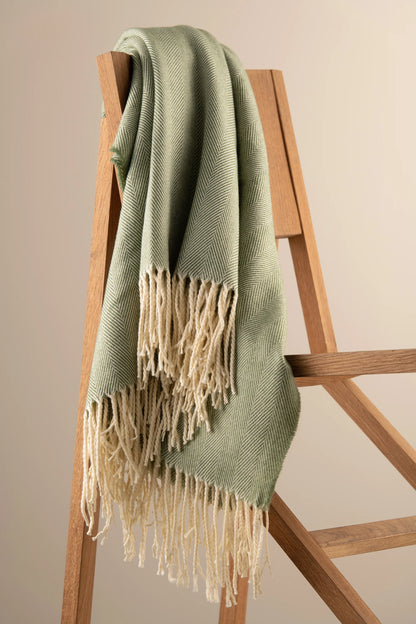 Herringbone Throw - Forest Green GTX75