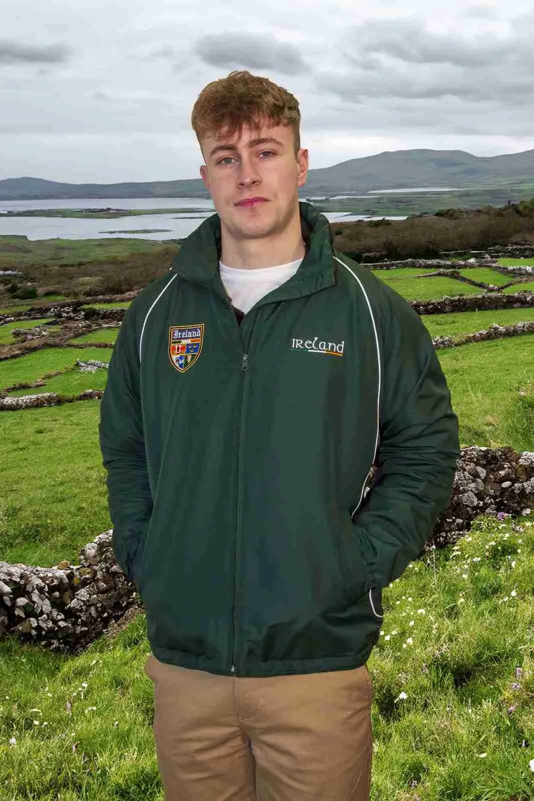 New Padraig Fleece Lined Rain Jacket Green L