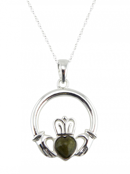 CONNEMARA MARBLE SILVER PLATED CLADDAGH