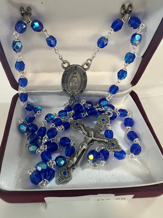 7mm Blue Rosary Blessed Mother R123DF