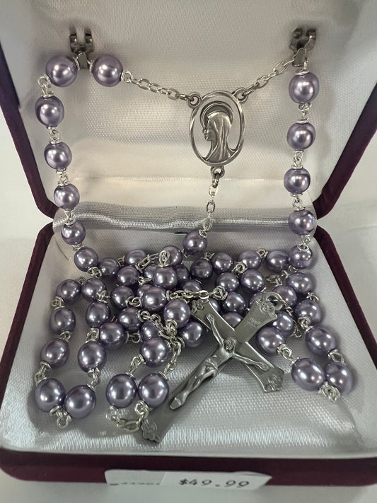 7mm Pearl Violet Rosary 4177SP