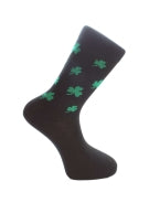 Black with Green Shamrock Adult Socks