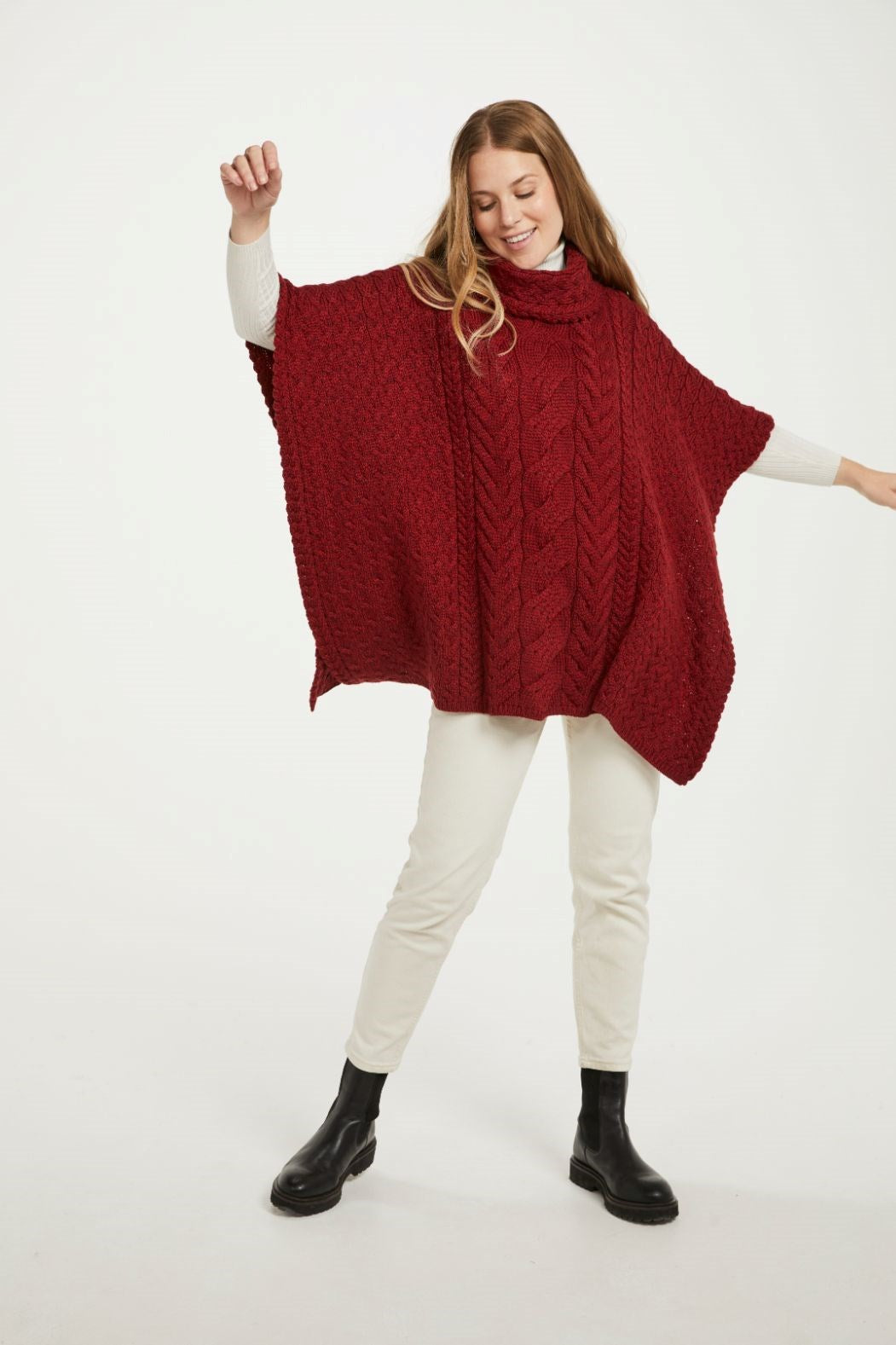 Super Soft Cowl Neck Poncho B694 (one size)