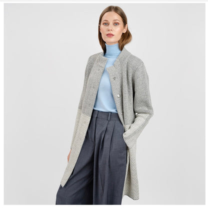 Ladies Herringbone Wool Coat