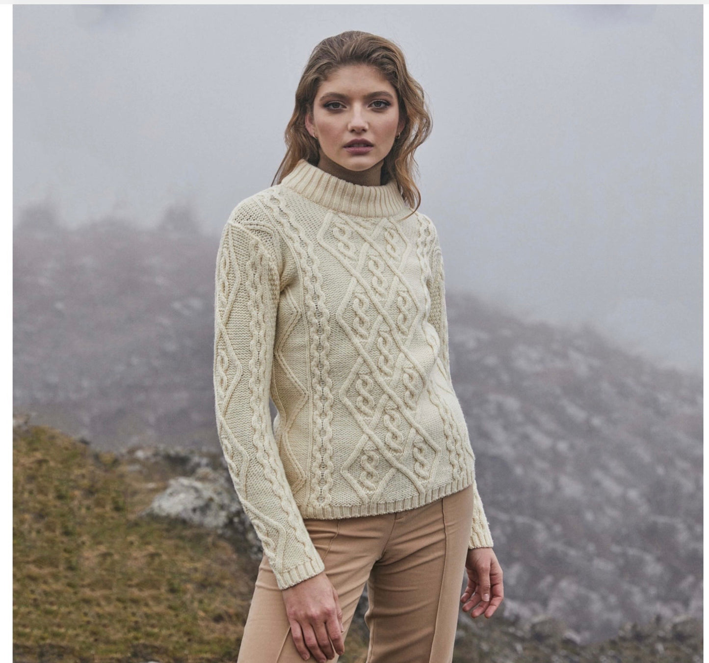 Ladies Aran Cable Knit Sweater