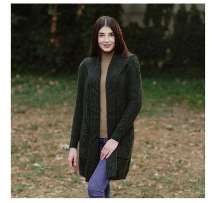 Ladies Classic Fit Long Cardigan with Hood