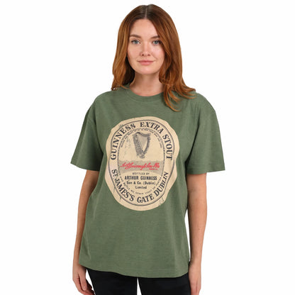 Guinness Green Distressed Gaelic Label Tee