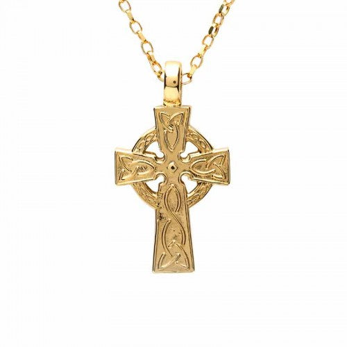 14K Irish Gold Celtic Cross -Double Sided - Medium Size C202