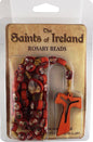 SAINTS OF IRELAND WOODEN ROSARY BEADS BOXED
