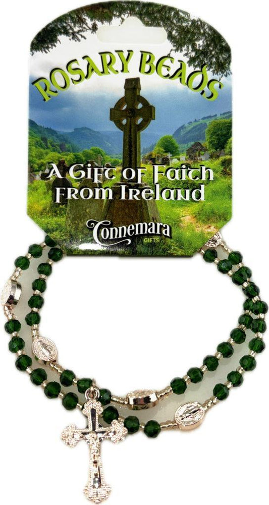 STRETCH GREEN WRIST ROSARY BEADS