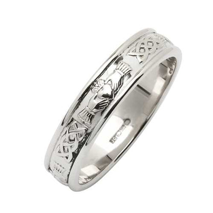 Irish Wedding Ring - Corrib Claddagh - Narrow Rim
