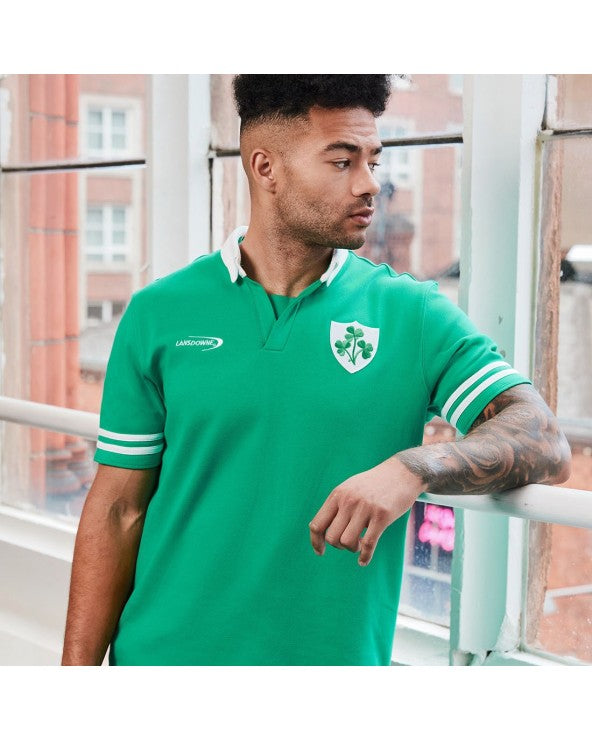 Shamrock Crest Short Sleeve Rugby Shirt In Island Green R3104