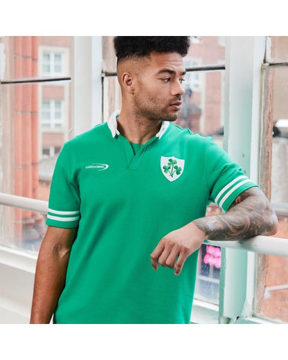 Shamrock Crest Short Sleeve Rugby Shirt In Island Green R3104