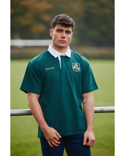 Ireland Shamrock Short Sleeve Rugby Shirt In Dark Green & Gold R3109