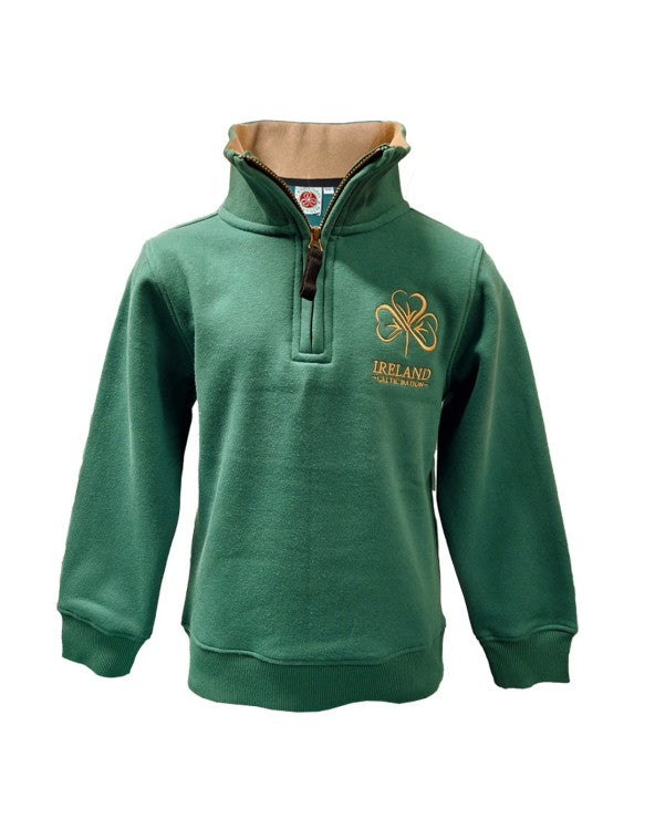 Ireland Shamrock Kids 1/4 Zip Sweatshirt In Azure Green T7667