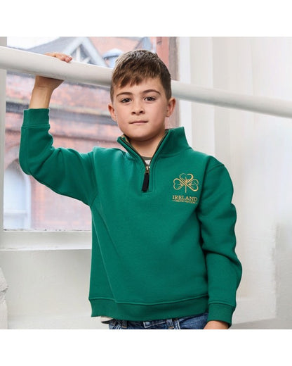 Ireland Shamrock Kids 1/4 Zip Sweatshirt In Azure Green T7667