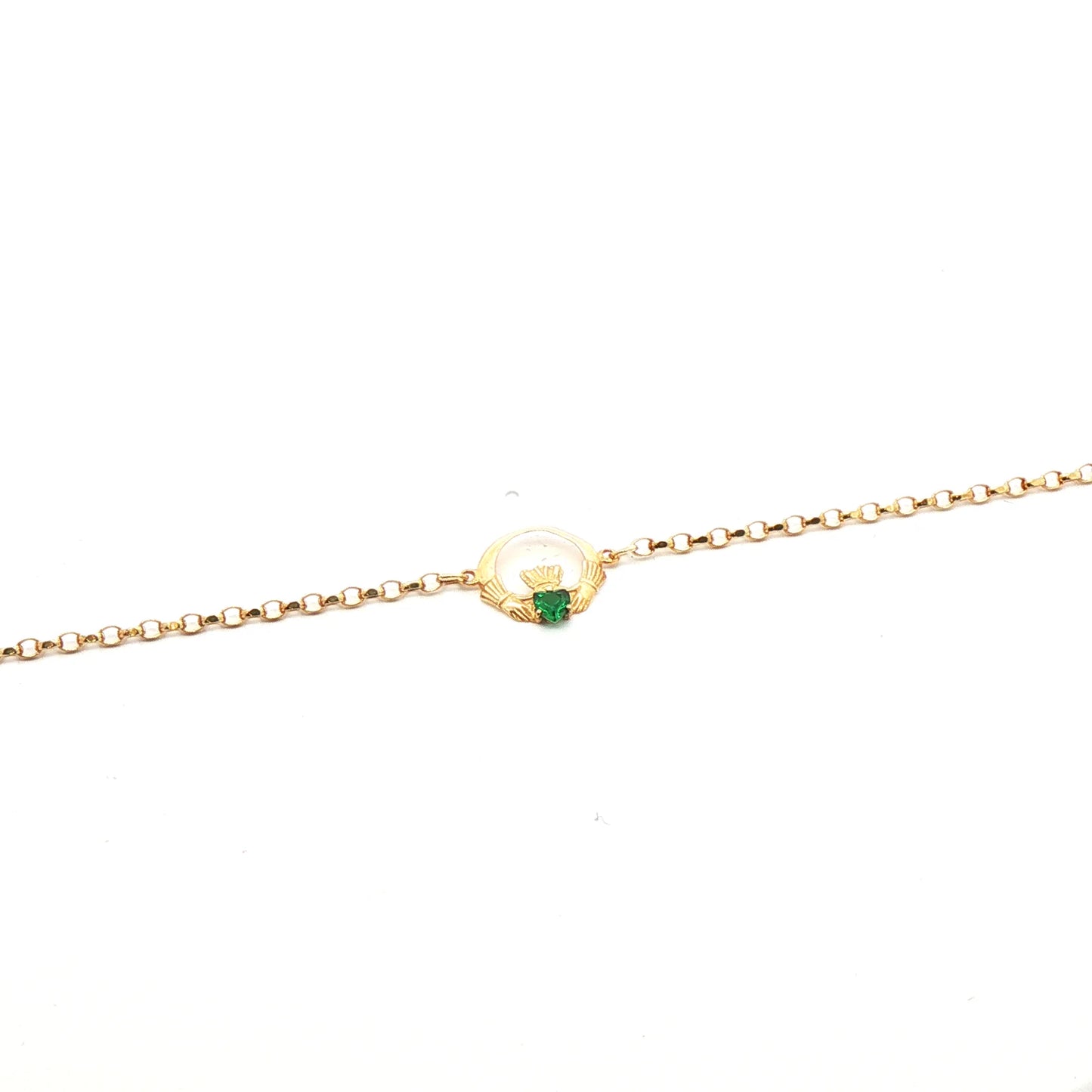 Emerald Heart Shape Single Claddagh Chain Bracelet
SKU:BMA75