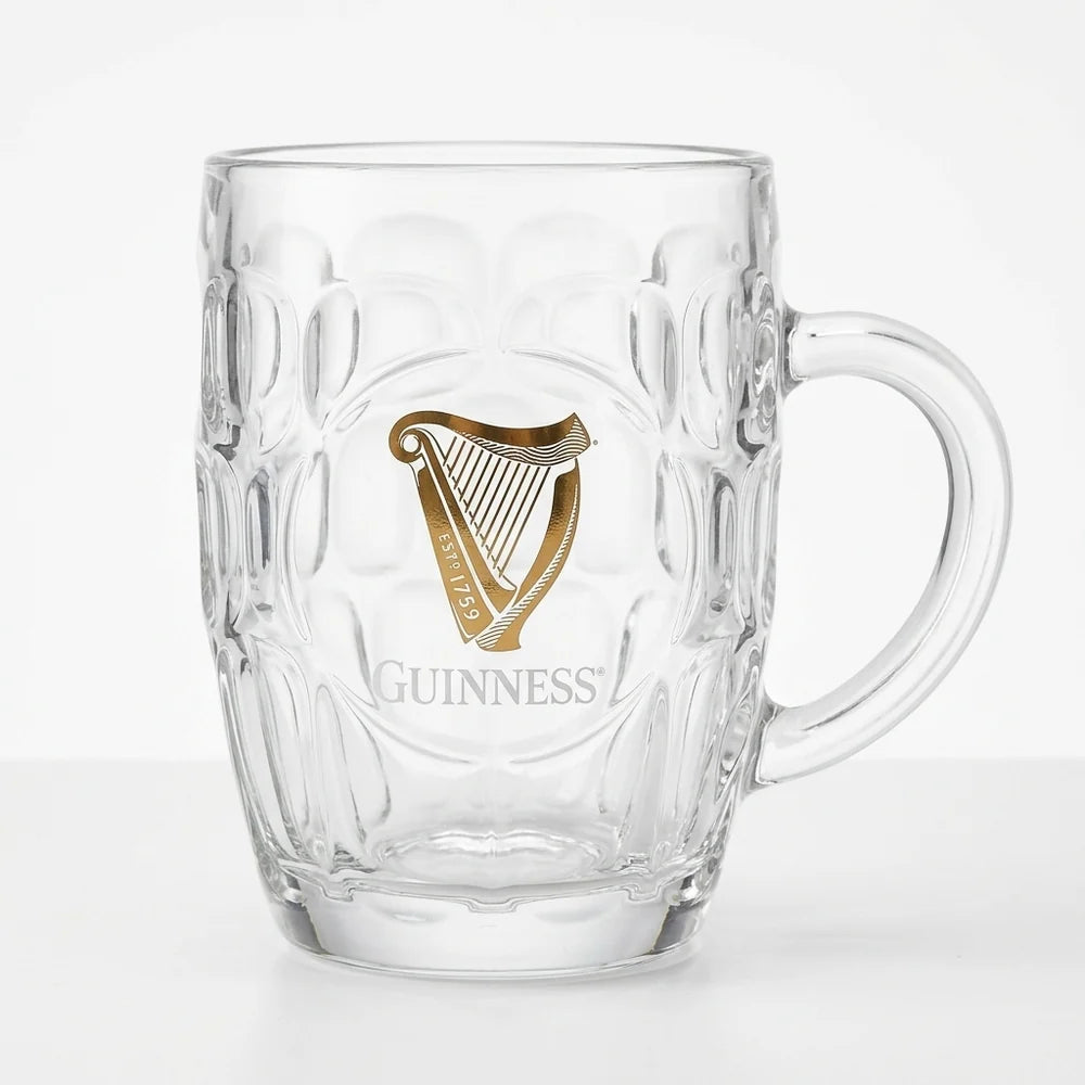 GUINNESS GOLD HARP DIMPLE TANKARD – 20 OZ GLASS MUG