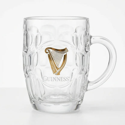 GUINNESS GOLD HARP DIMPLE TANKARD – 20 OZ GLASS MUG