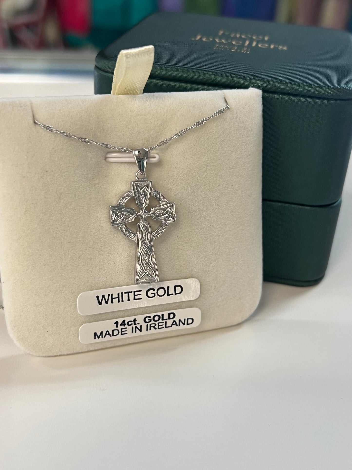 14K Heavy Double Side White Gold Celtic Cross GMA57DS