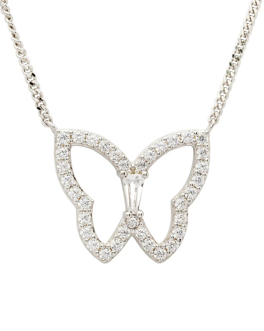 Sterling Silver Butterfly CZ Necklace ST168