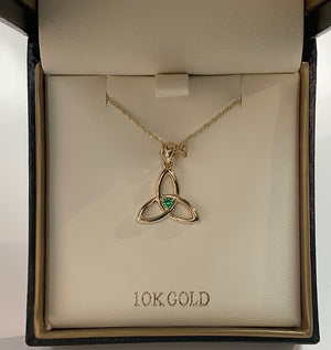 10K Gold Trinity Knot with Emerald S47023
