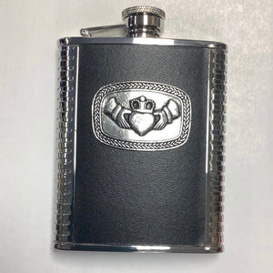 Leather and stainless steel whiskey flask 1406