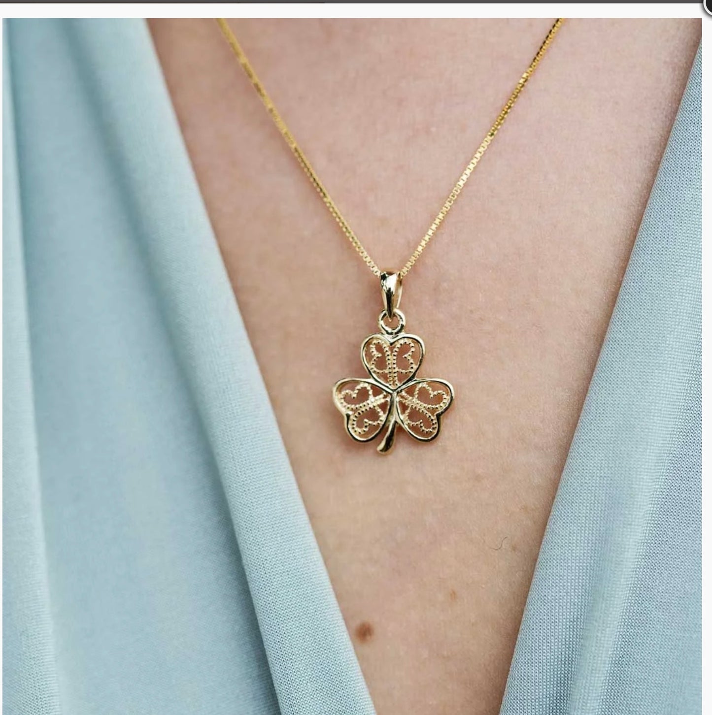 Gold 10K Filigree Shamrock Pendant  SKU: 10P637