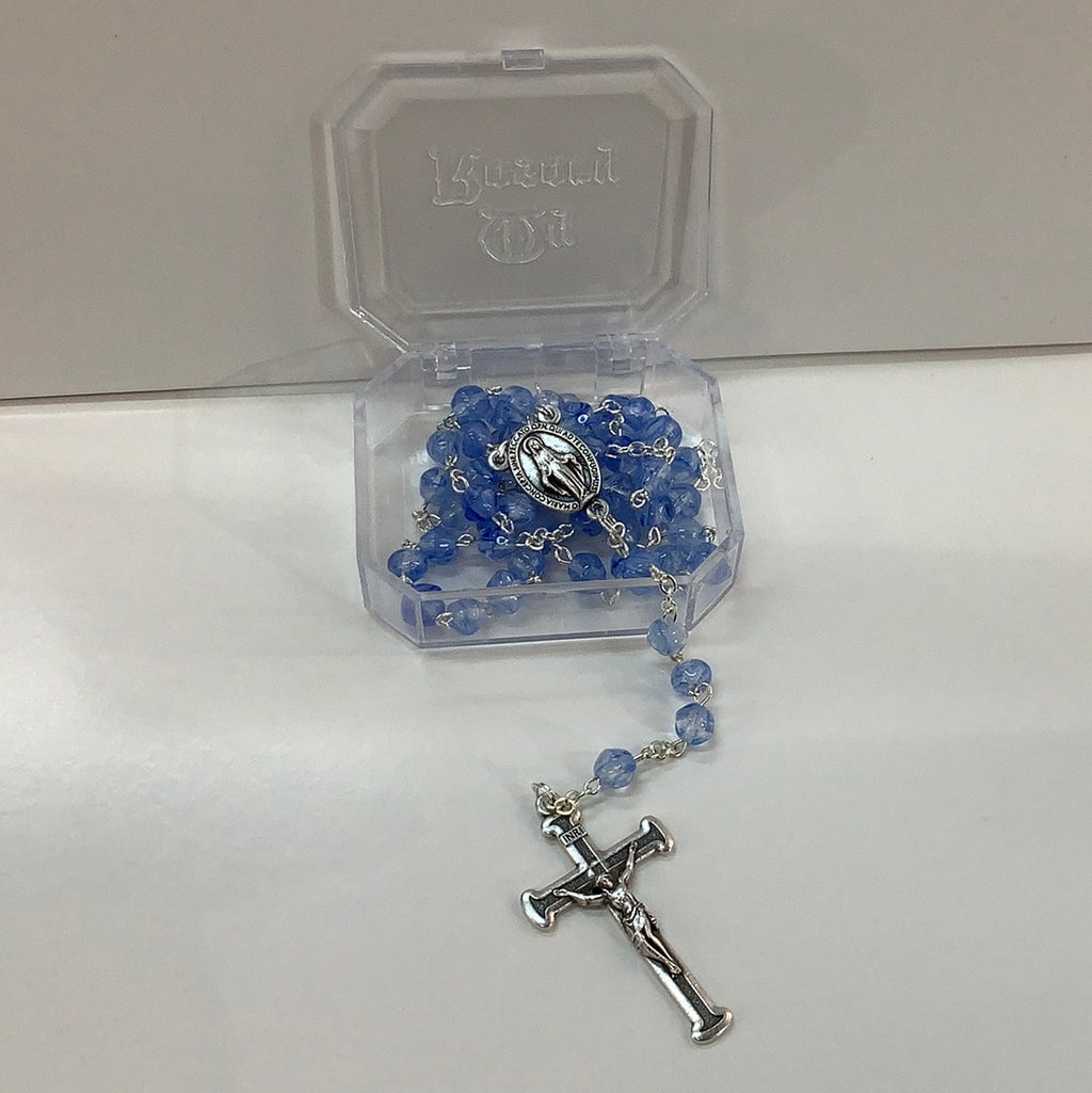 Blue glass rosary #E26496204