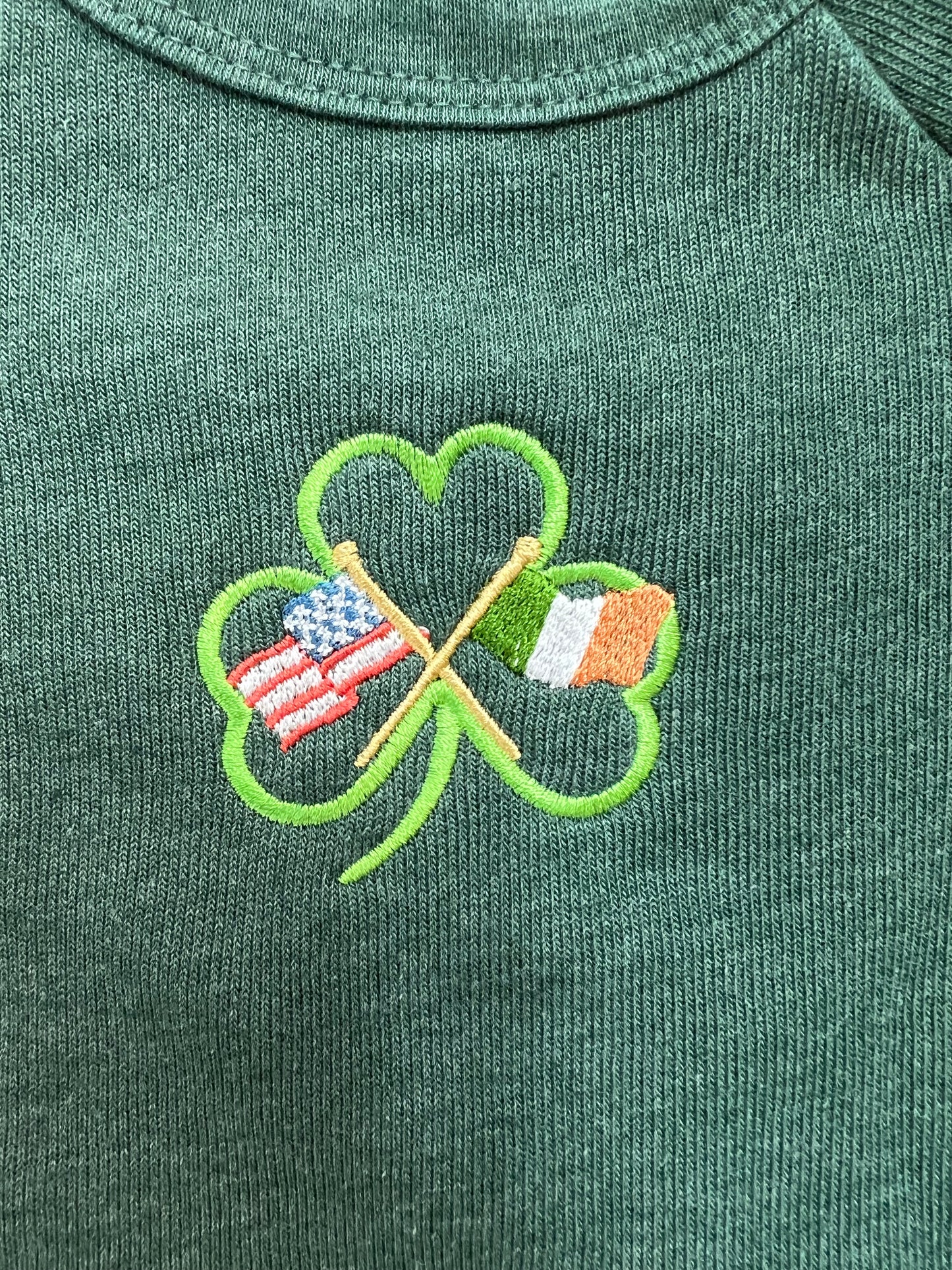 Toddler Crew neck Sweater embroidered Shamrock with American and Irish flag