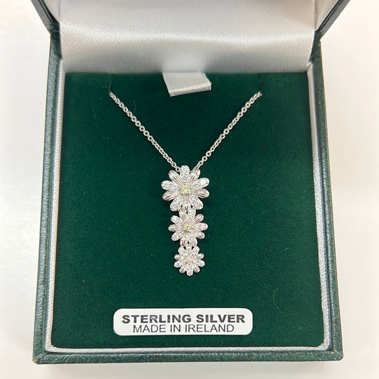 Sterling silver Tri Daisy Pendant Topaz and White CZ P5028