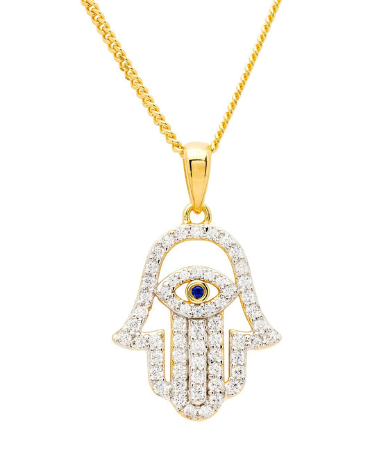 14kt Gold Vermeil Evil Eye CZ Necklace ST153