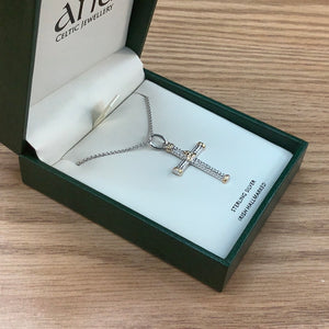 ANU Sterling silver 2 tone Rope Cross A6031
