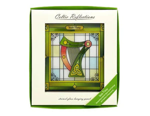 Irish Harp stained glass panel