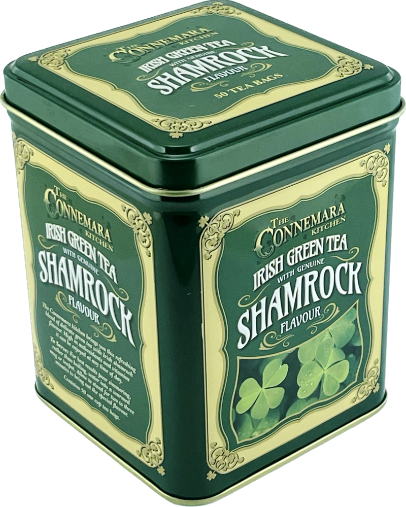 TIN OF 50 TEA BAGS OF SHAMROCK TEA (GREEN TEA)