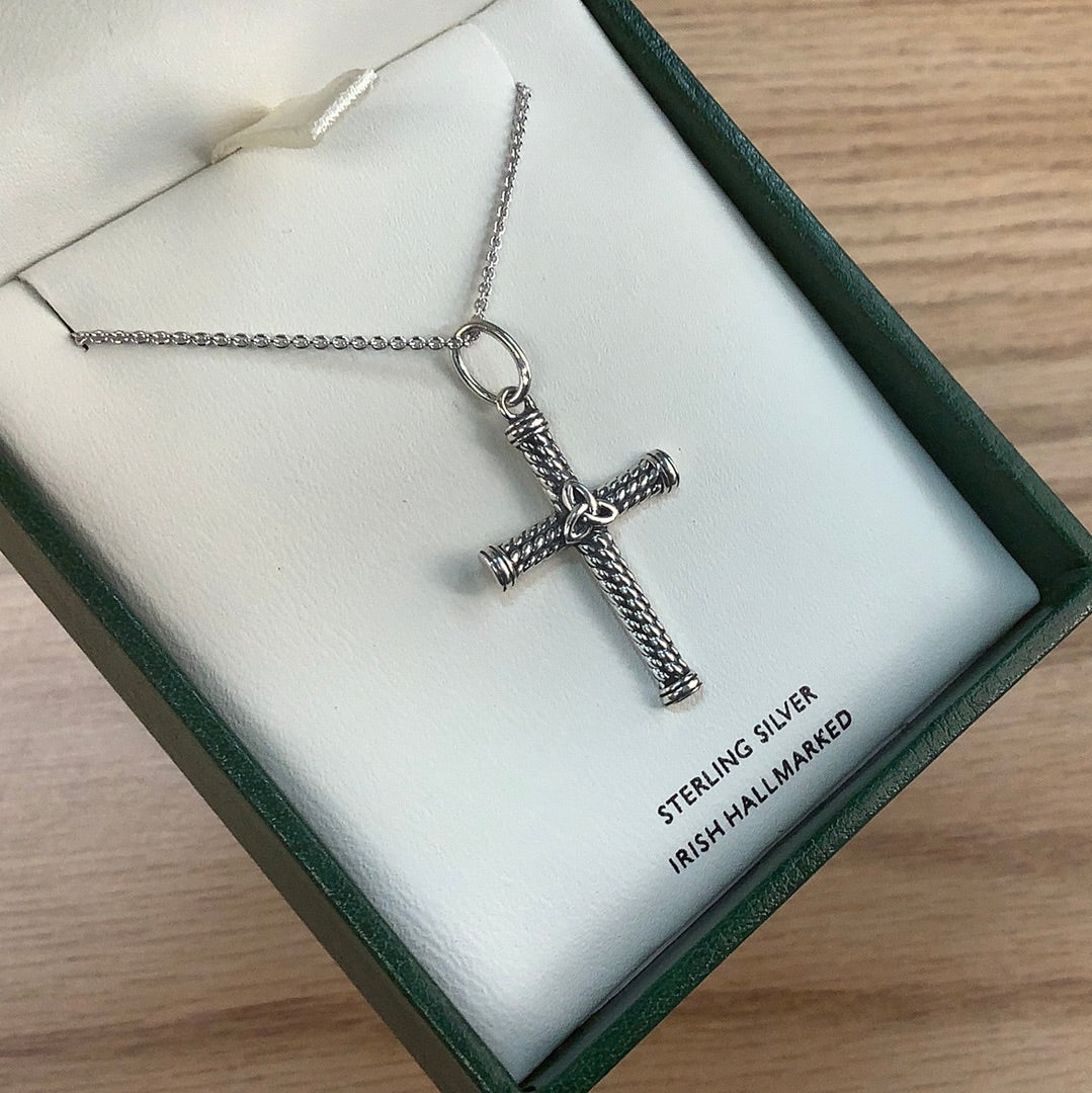 ANU Sterling silver oxidized rope cross A6032