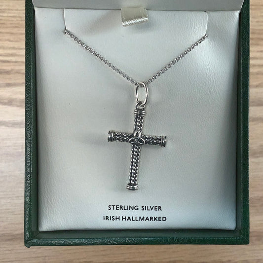 ANU Sterling silver oxidized rope cross A6032