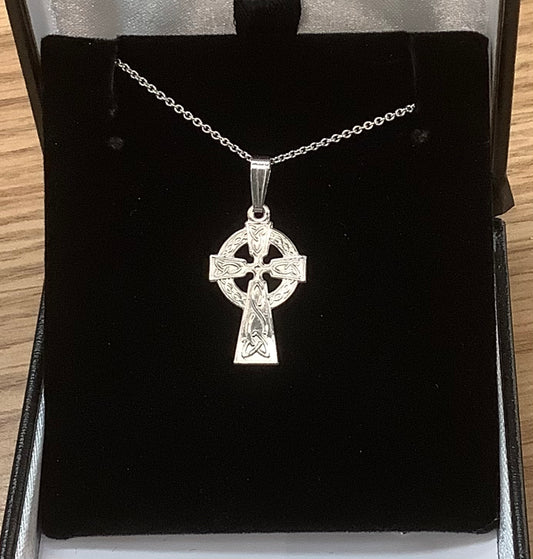 14K White Gold Celtic Cross by Fado FC14