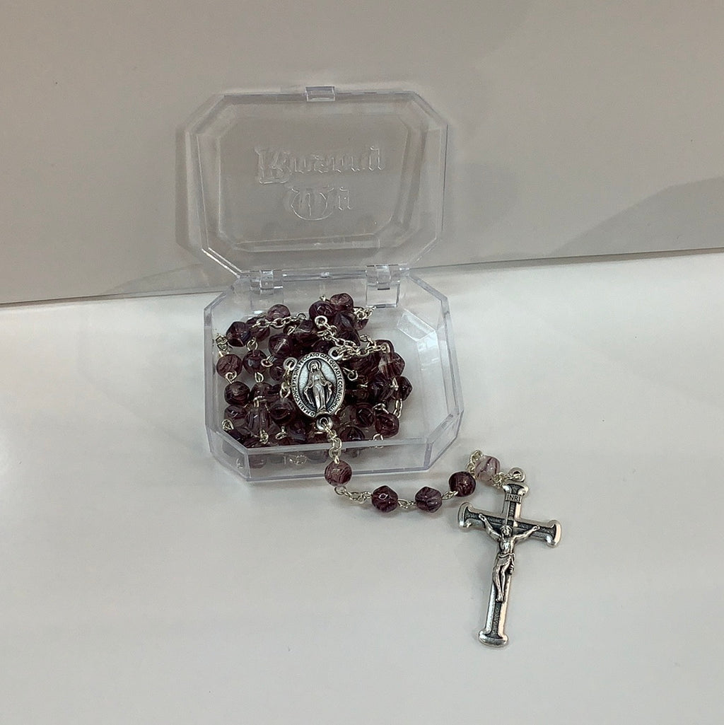 Purple round rosary bead #E2649202