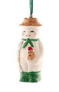 Belleek Pottery Farmer Snowman Ornament 3784