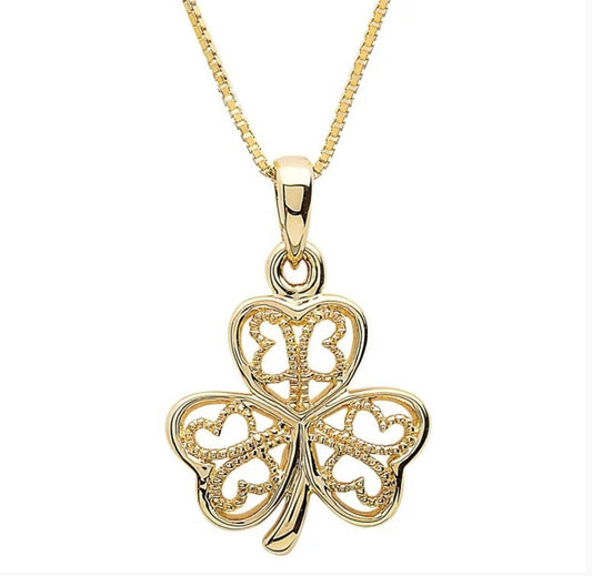 Gold 10K Filigree Shamrock Pendant  SKU: 10P637